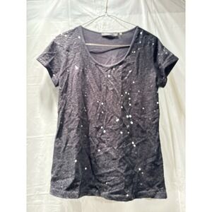 Kiara Size S Teen Pullover Black Casual Short Sleeve Sequin Front And Sleeve